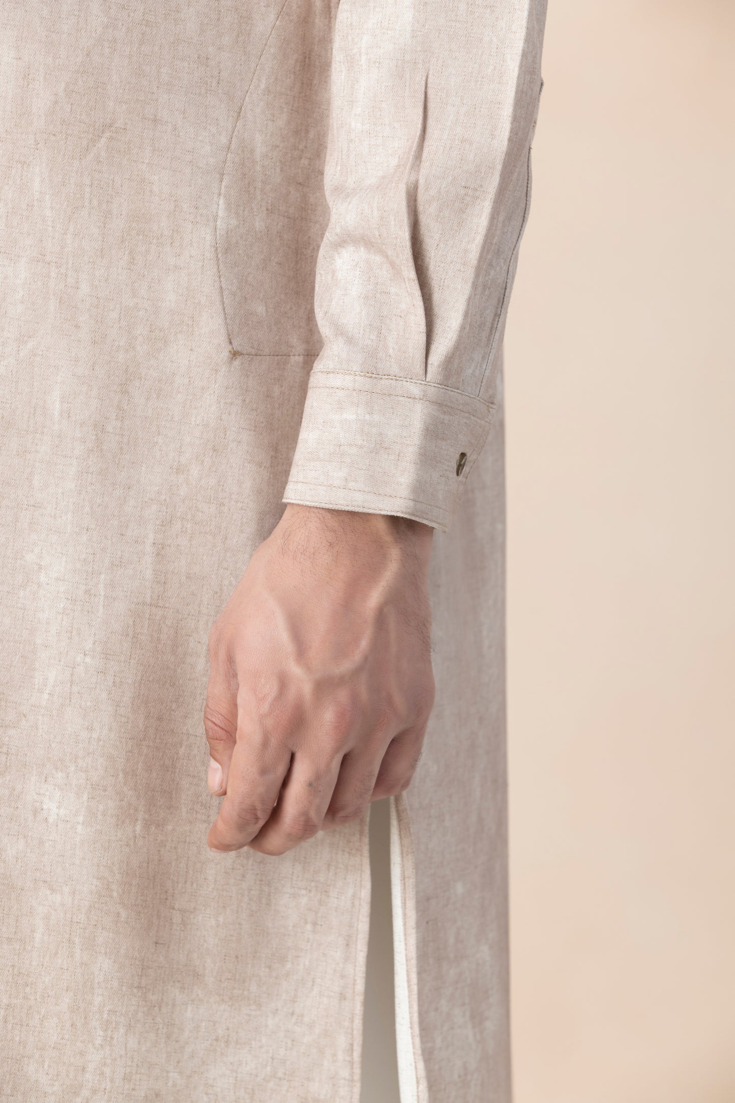 Soft Beige Denim Pathani Set For Men