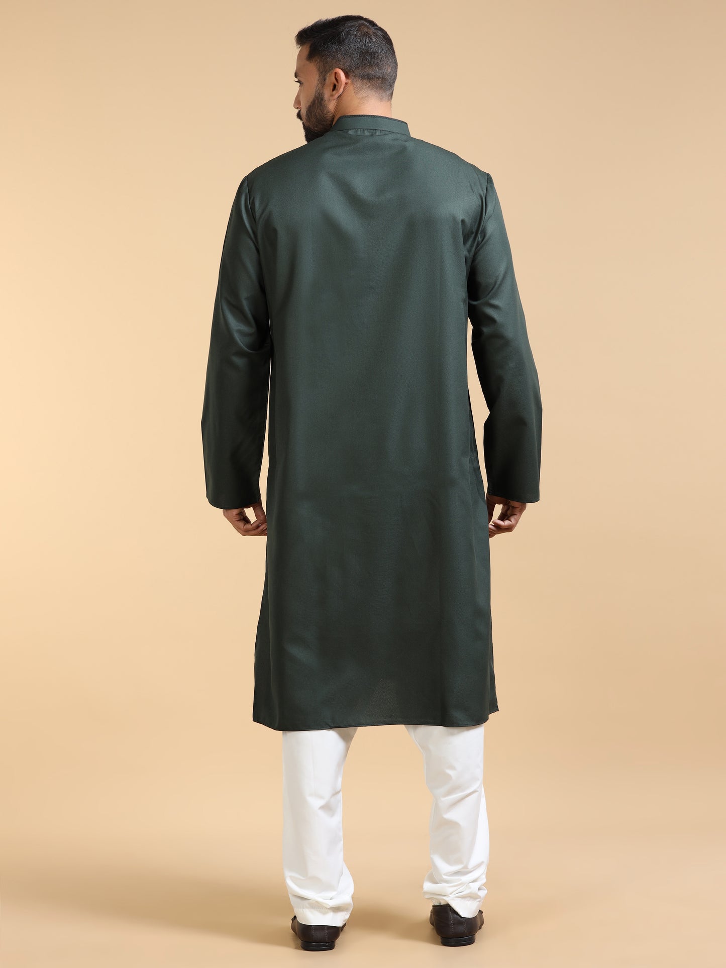 Men's Bottle Green Kurta Pajama Set