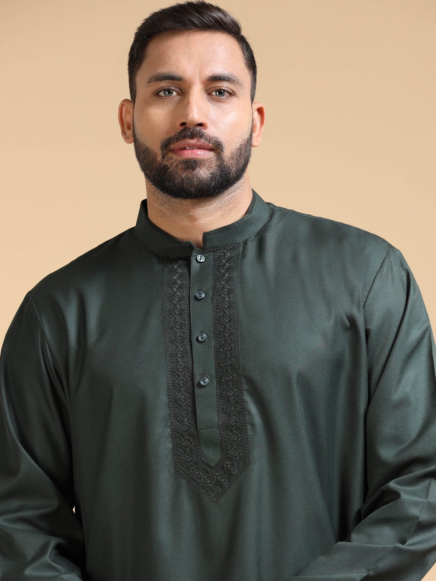 Men's Bottle Green Kurta Pajama Set