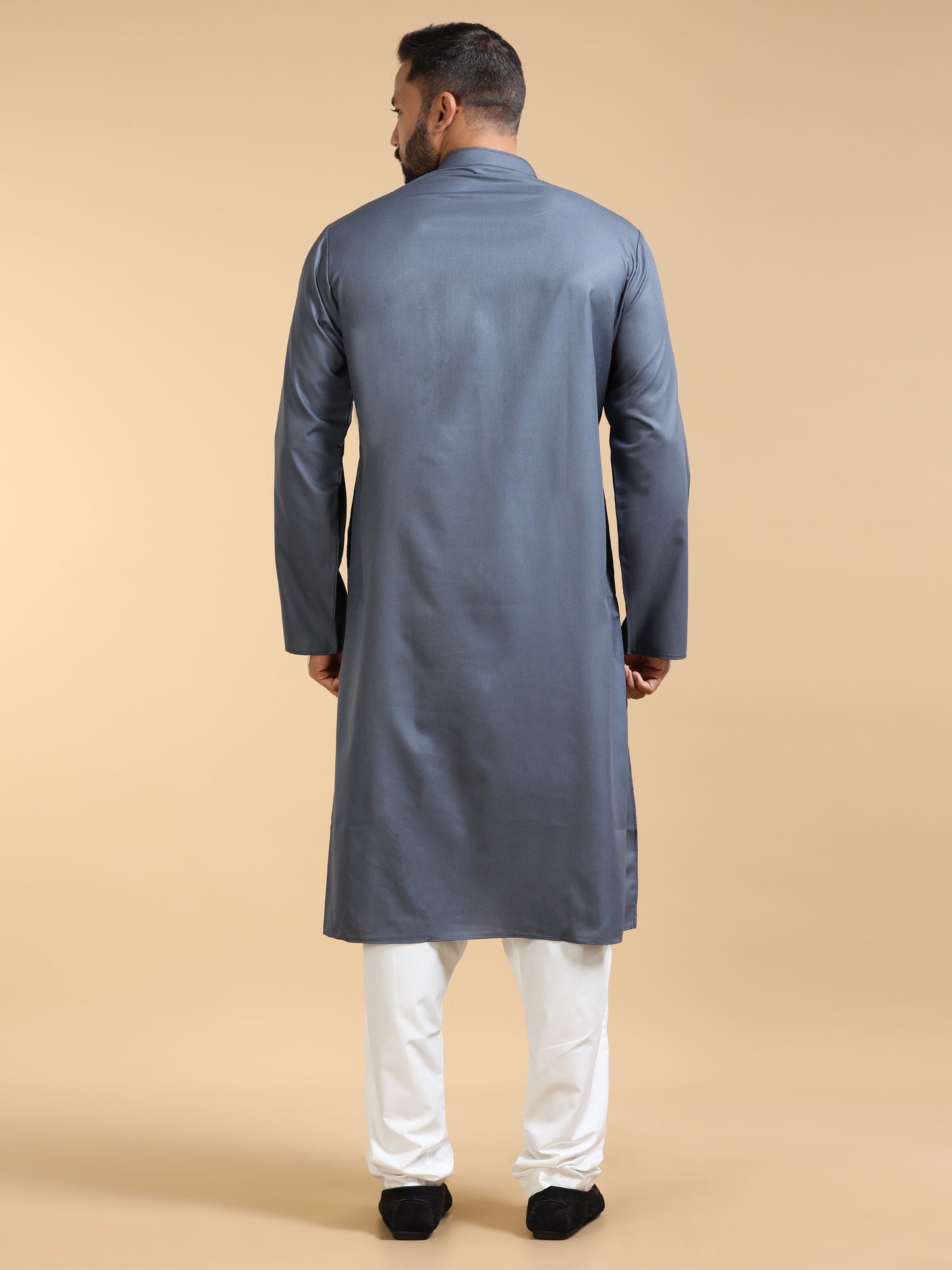 Men's Dark Grey Kurta Pajama Set