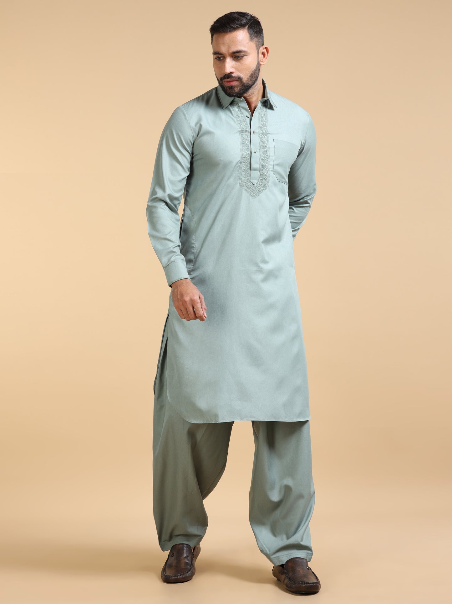 Men’s Pista Green Pathani Set