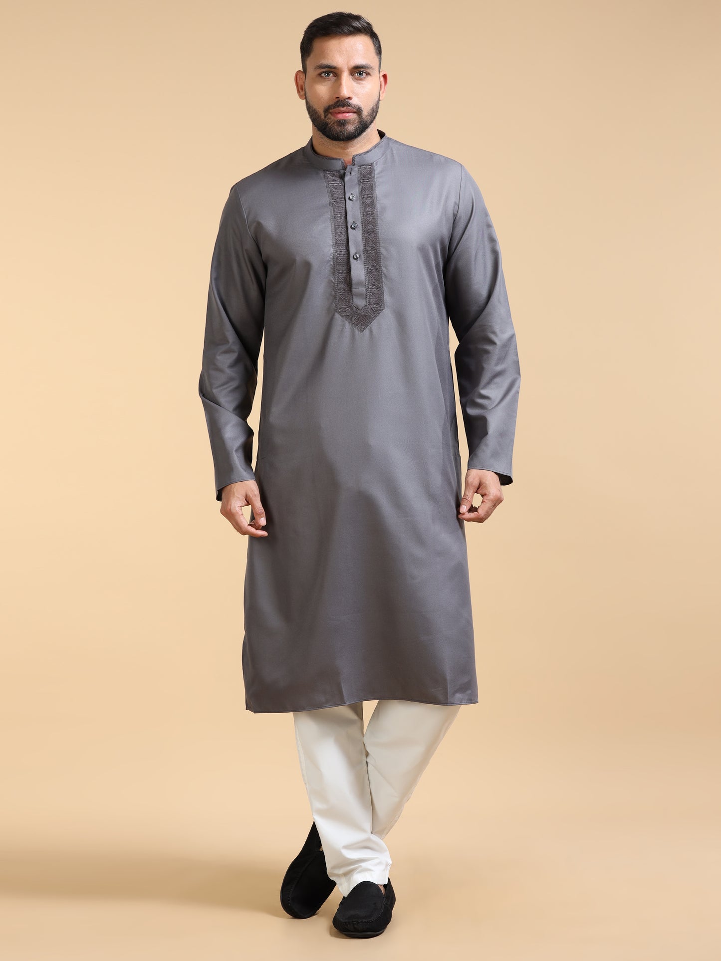 Men's Slate Grey Kurta Pyjama Set