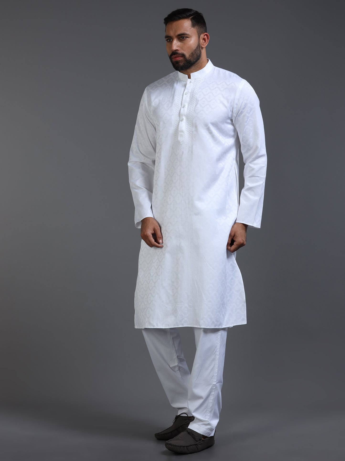 Men’s White Cotton Kurta Pyjama Set