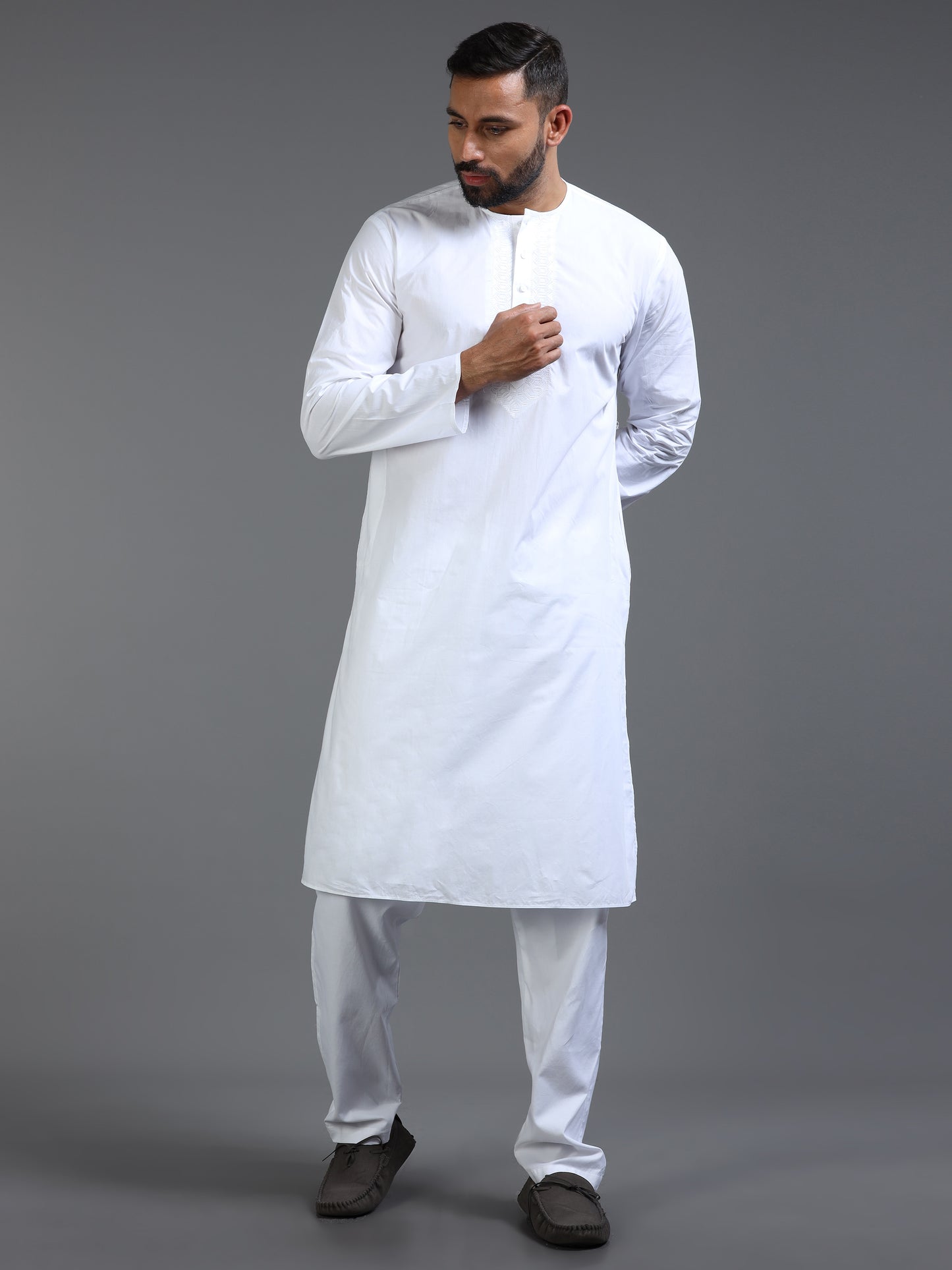 Men’s White Cotton Kurta Pyjama Set