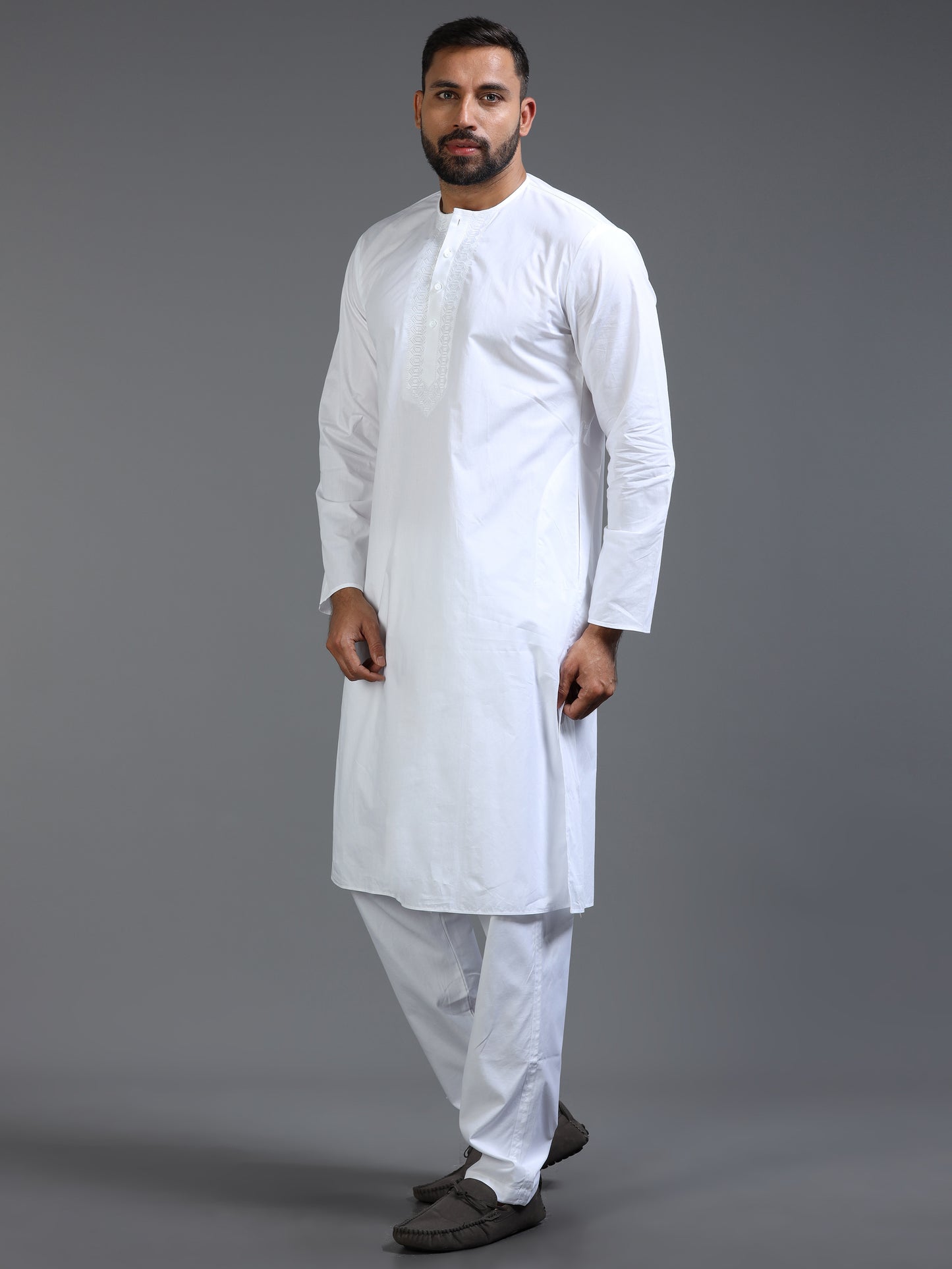 Men’s White Cotton Kurta Pyjama Set