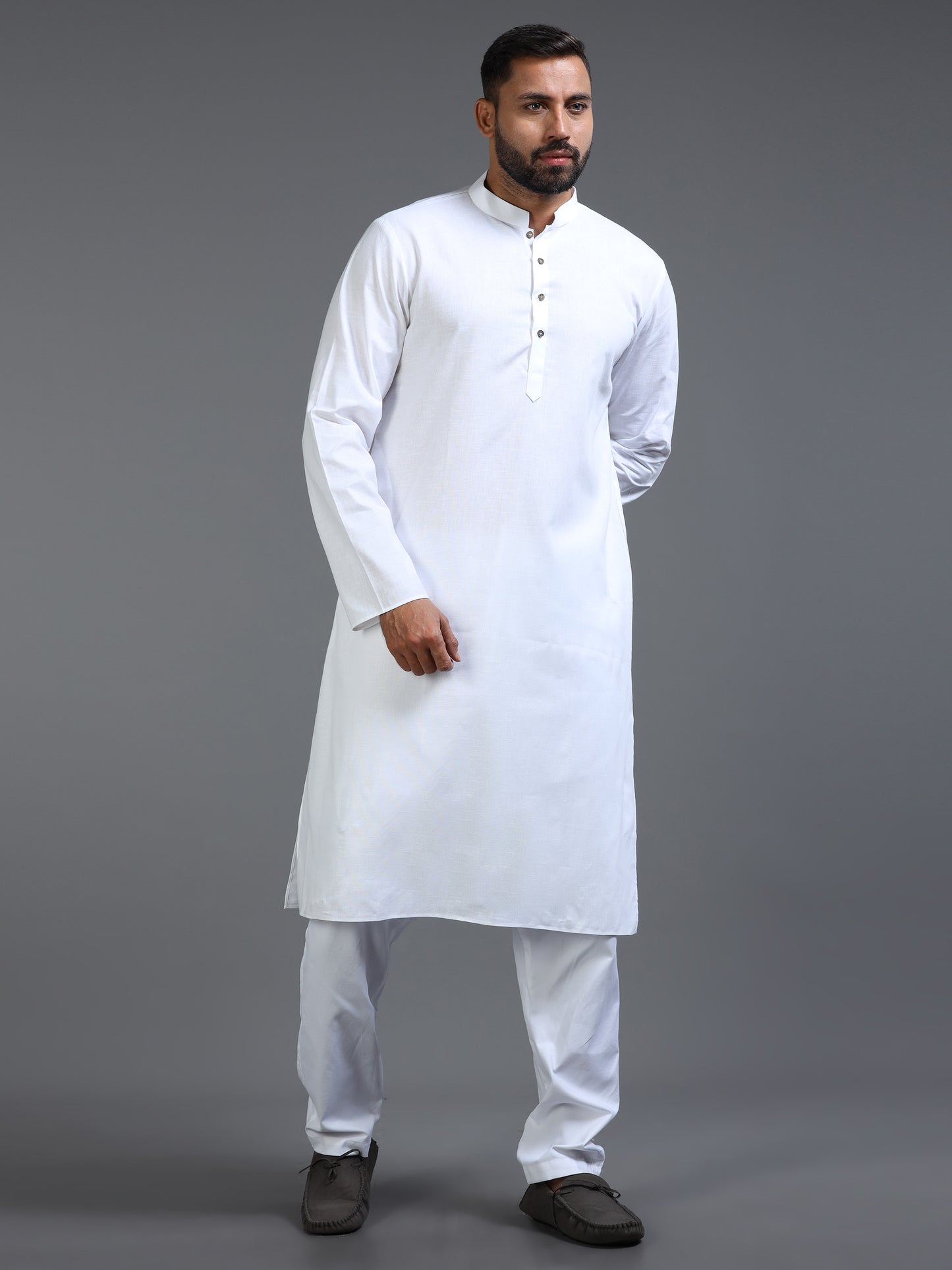 Men’s White Cotton Kurta Pajama Set