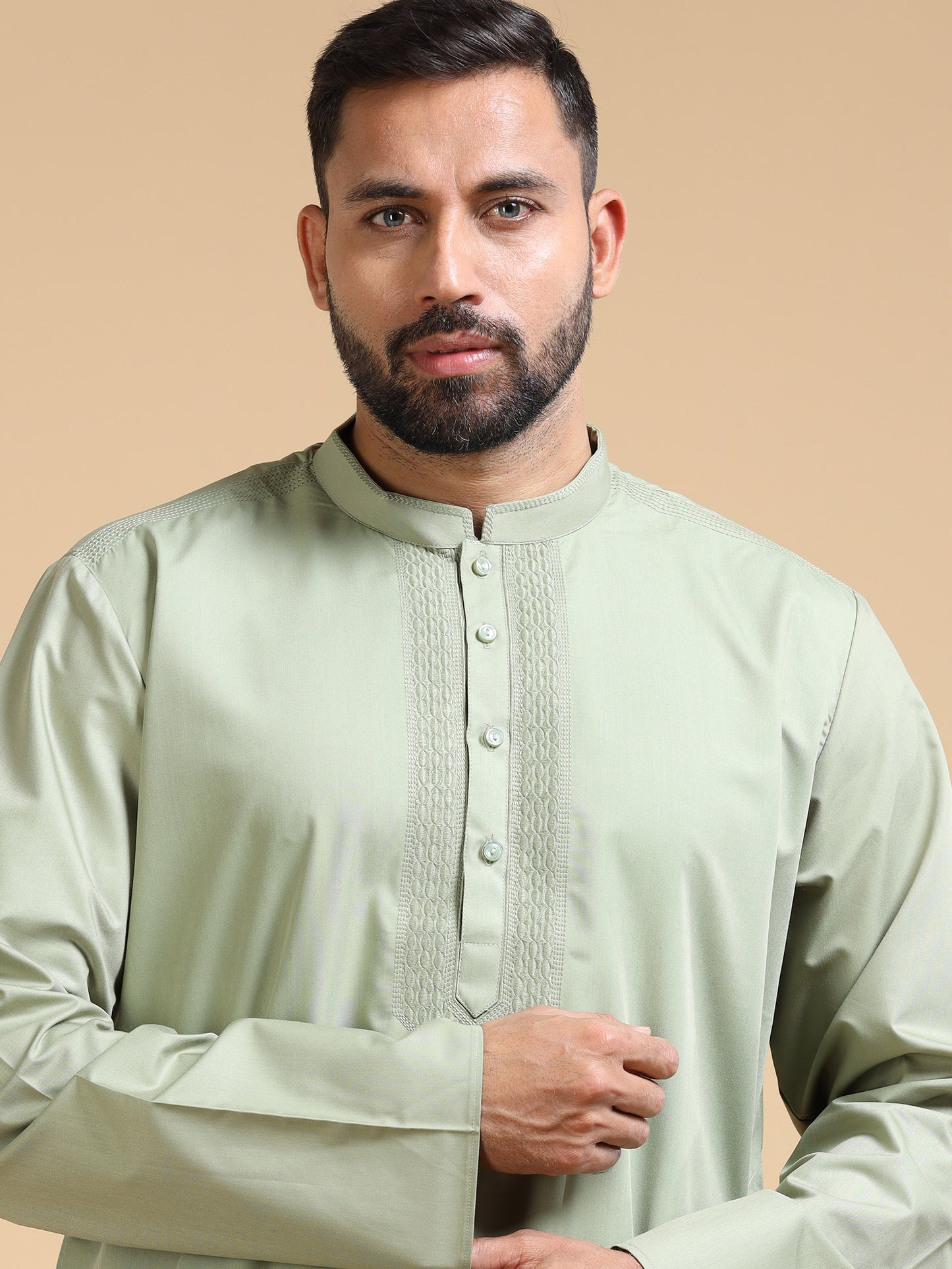 Men’s Pista Green Cotton Kurta Set