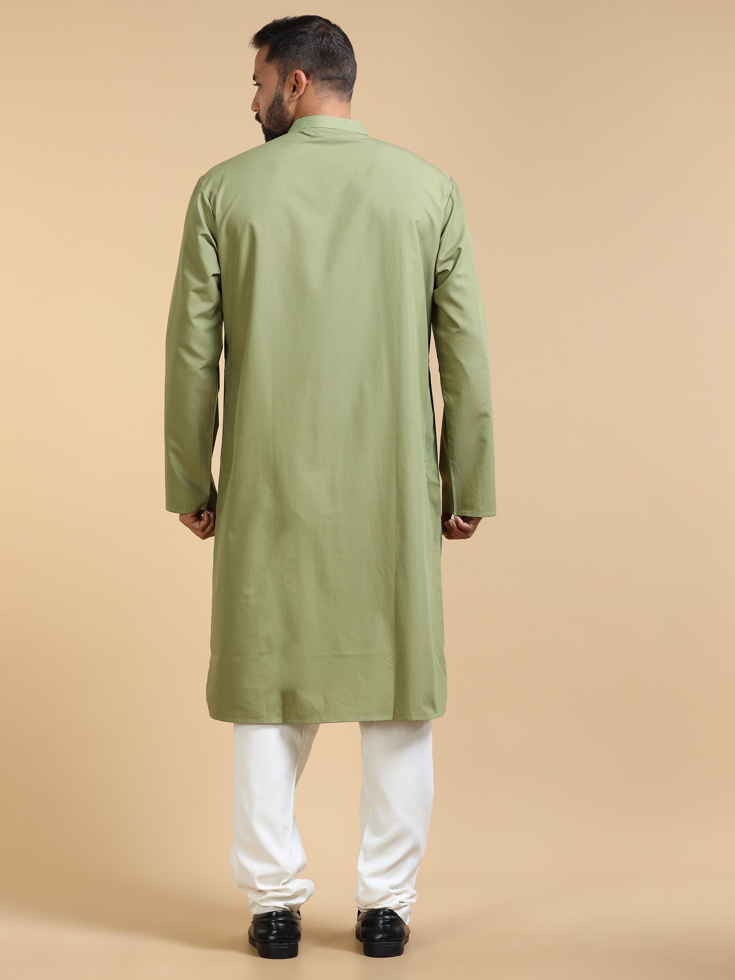 Men’s Light Olive Green Cotton Kurta Set
