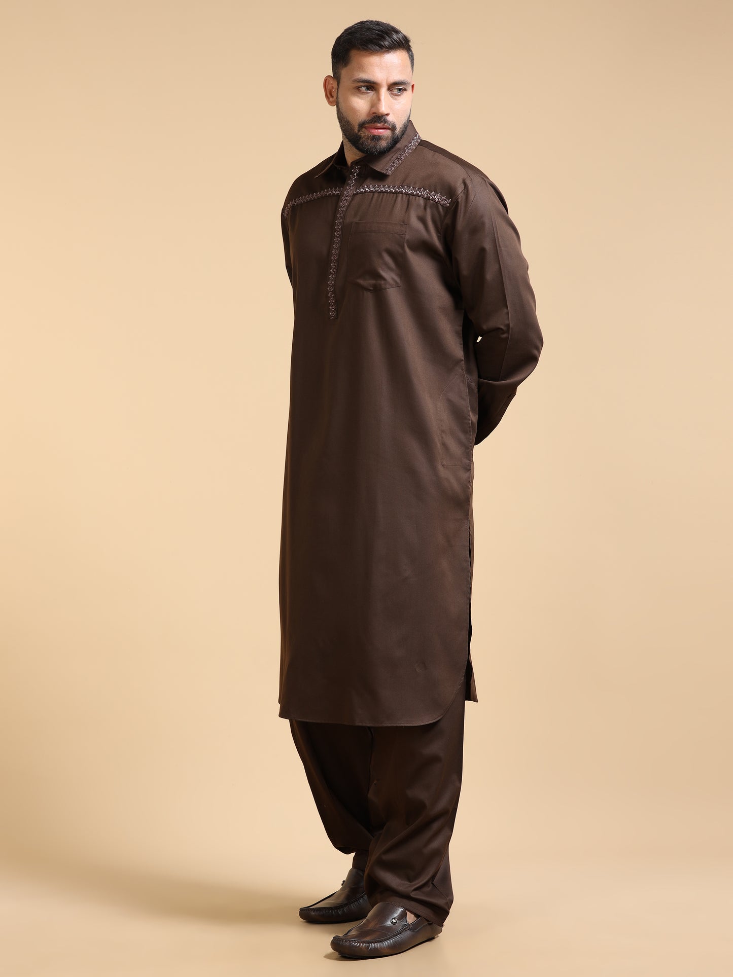 Men’s Dark Brown Pathani Set