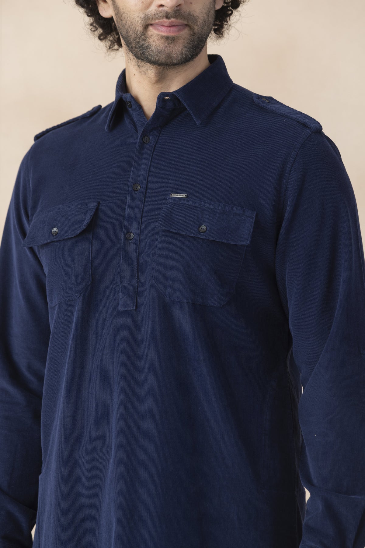 Men's navy blue pathani set