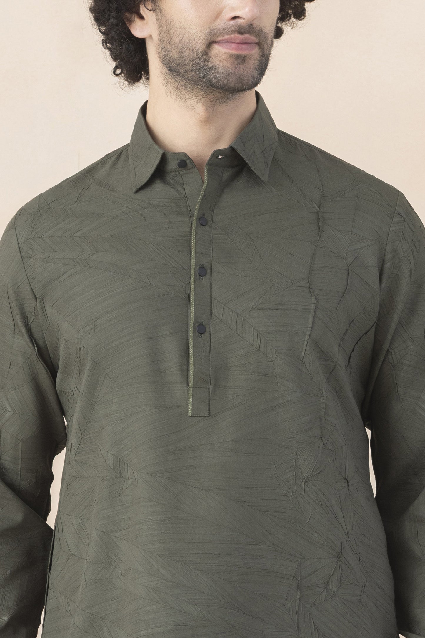 Men's olive green pathani set