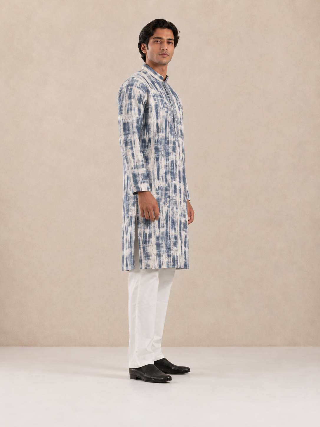 Men's White & Blue Vintage Crush Classic Kurta Pyjama Set