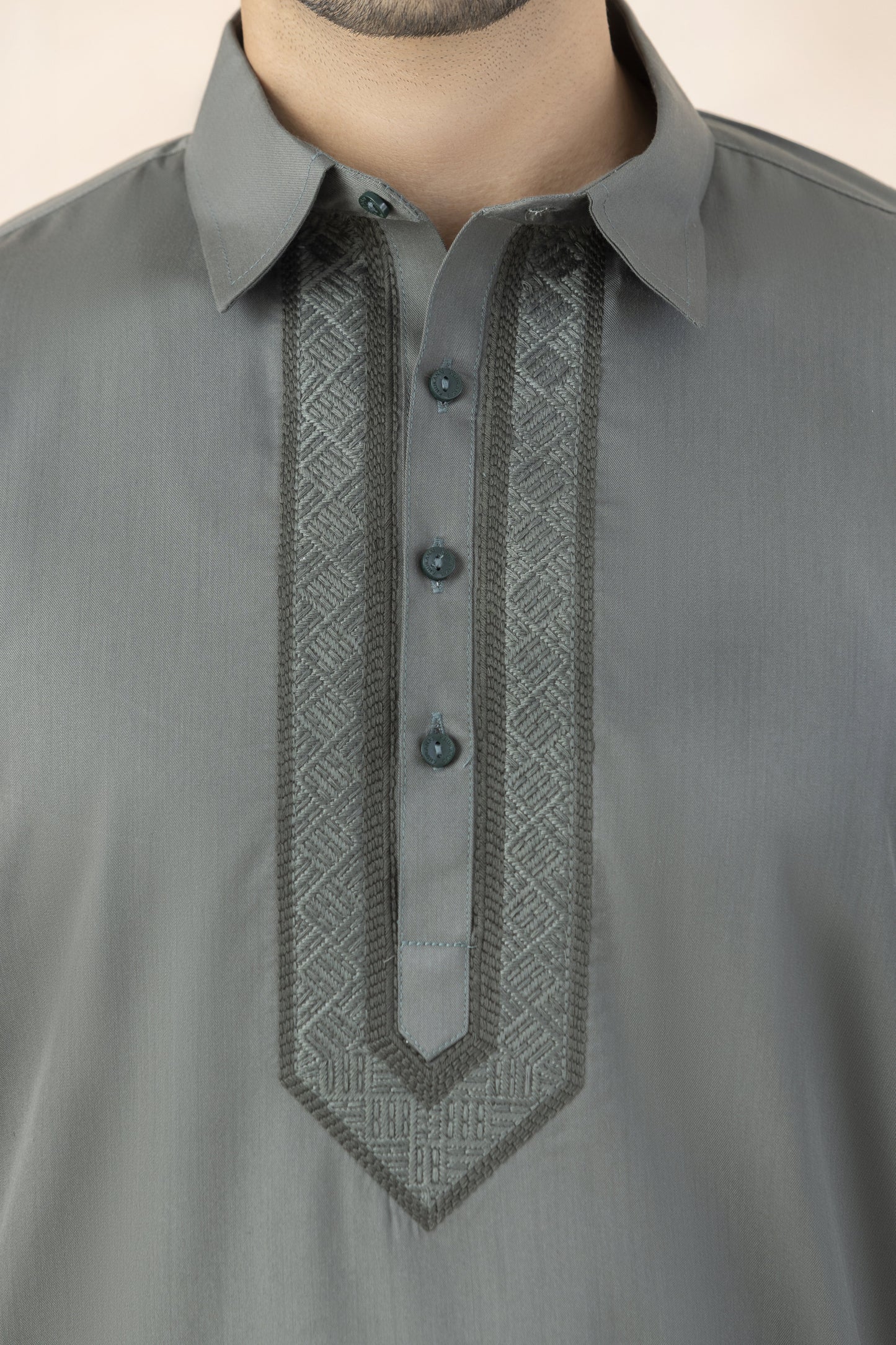 Muted sage grey pathani set for men