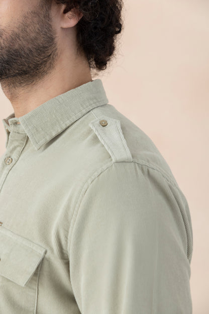 Men's Light Sage Green Corduroy Pathani Set