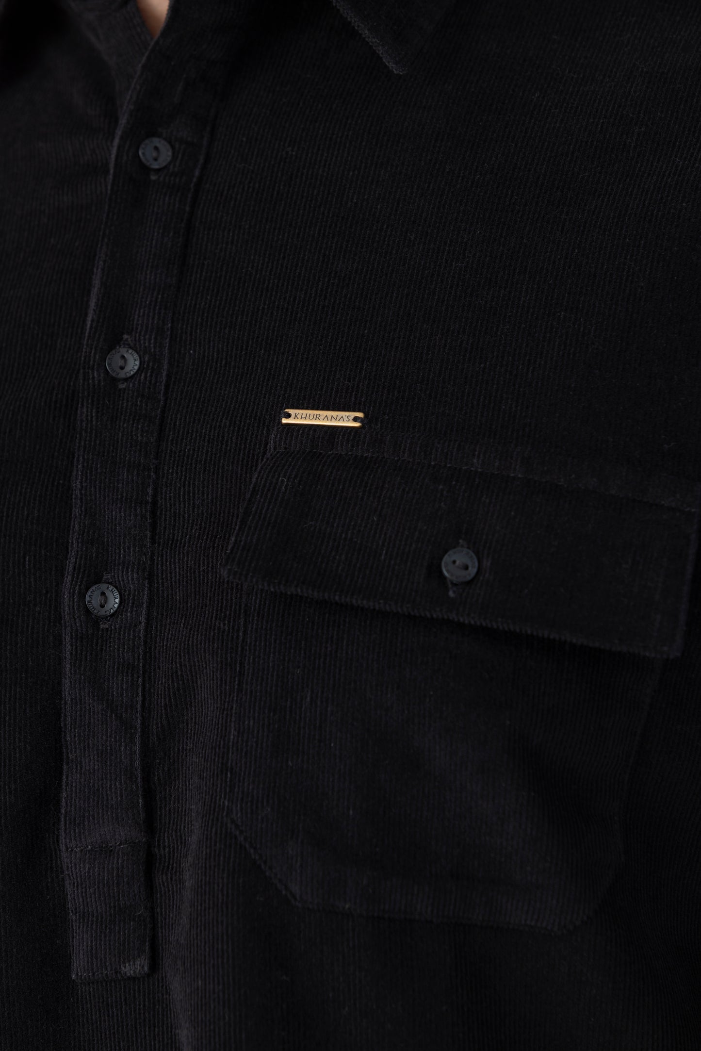 Men's  Black Solid Corduroy Pathani