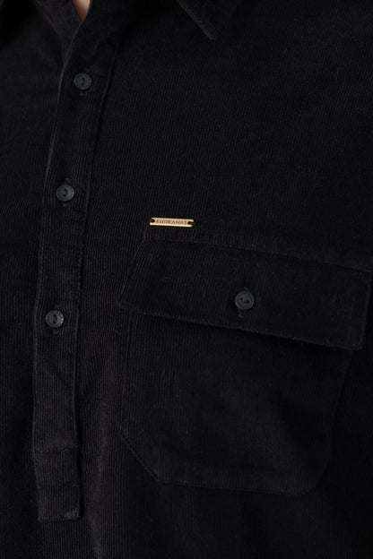 Men's  Black Solid Corduroy Pathani