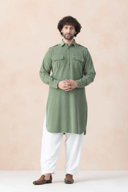Men's Muted Green Pathani Set