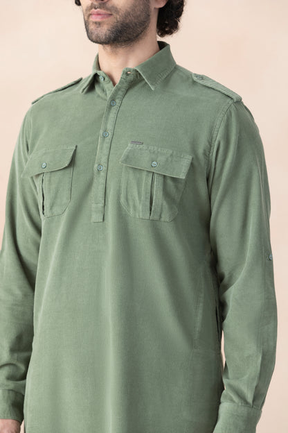 Men's Muted Green Pathani Set