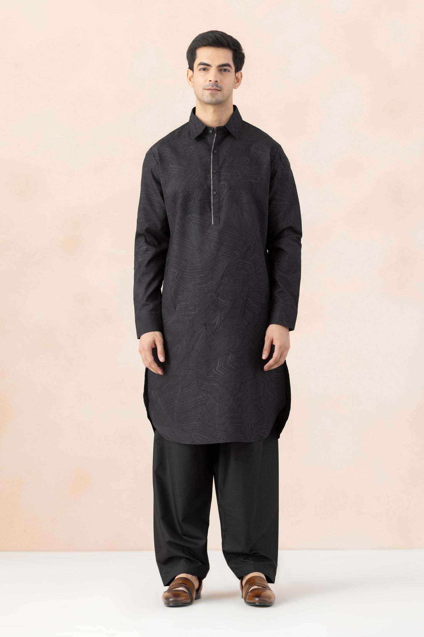 Men's Black Crush Pathani Set