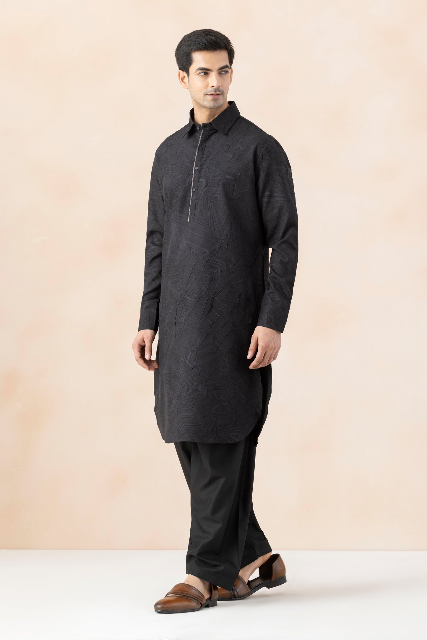 Men's Black Crush Pathani Set
