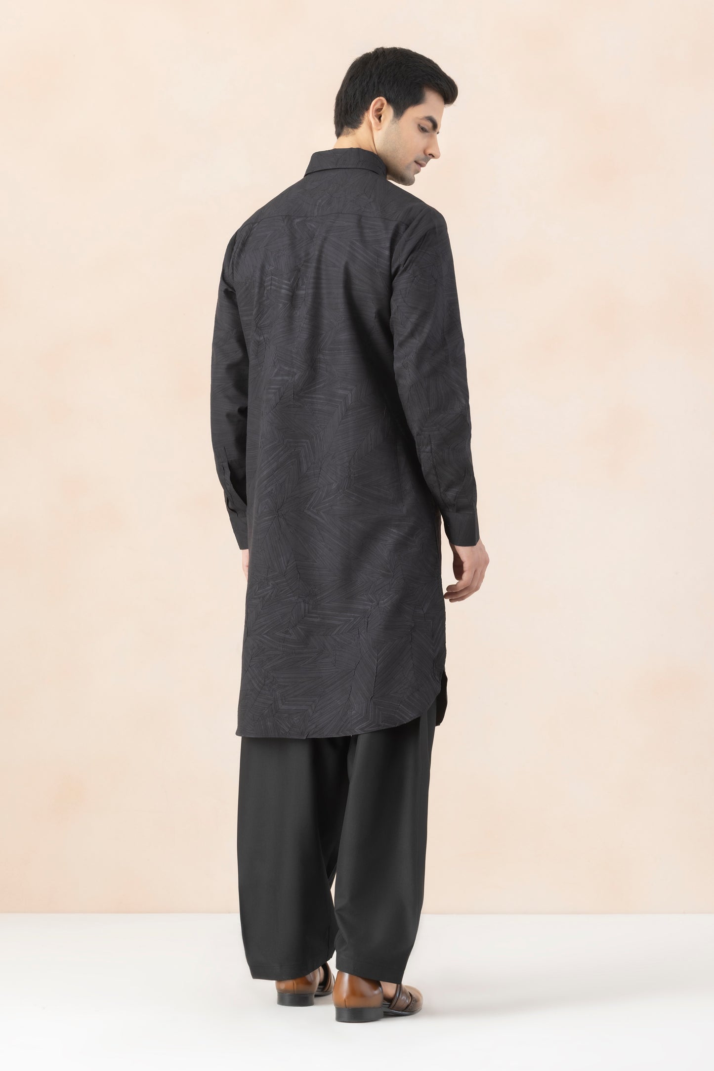 Men's Black Crush Pathani Set