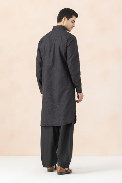 Men's Black Crush Pathani Set