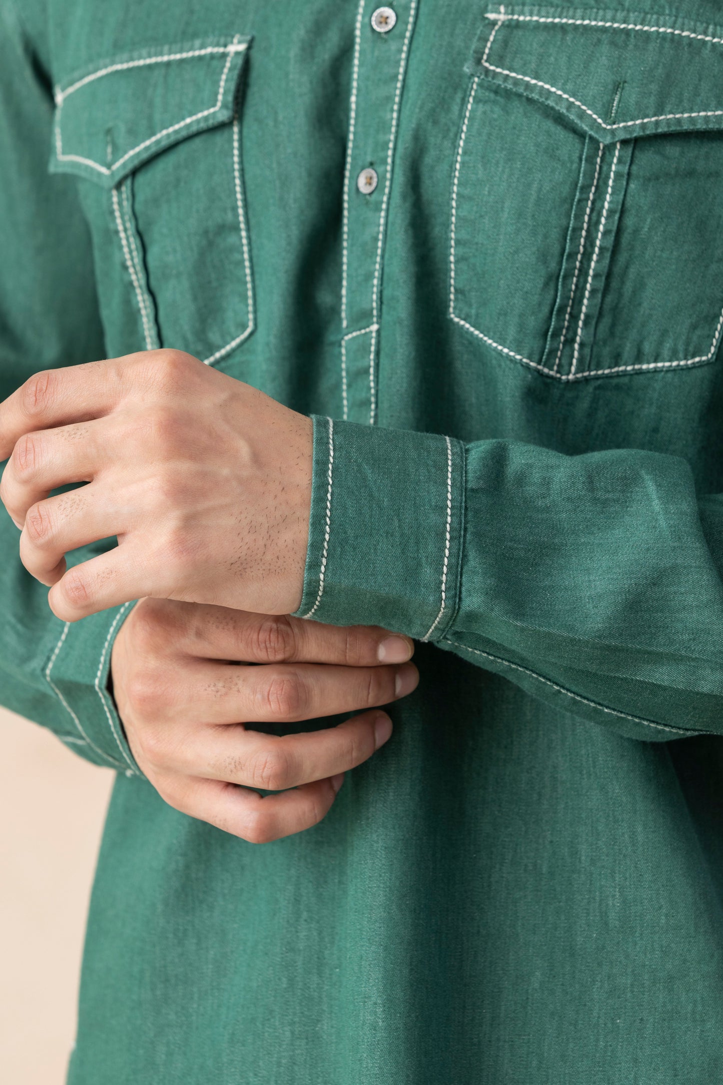 Men's Teal Green Denim Pathani Set