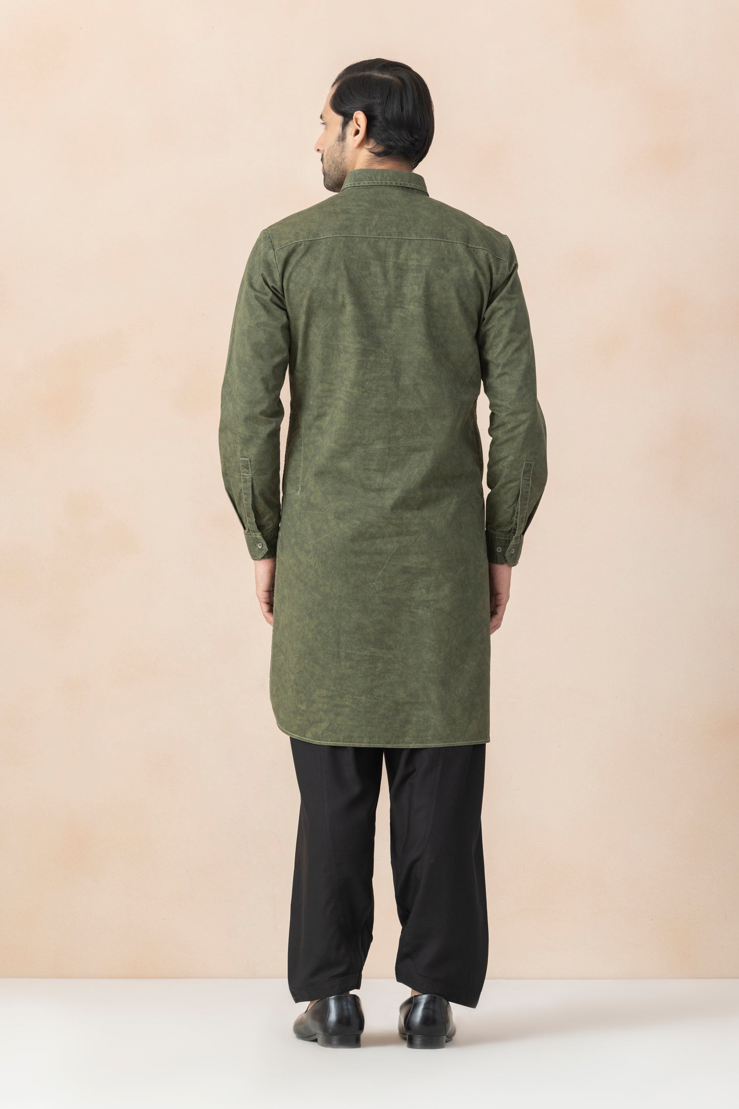 Men's Dirt Green Denim Pathani Set