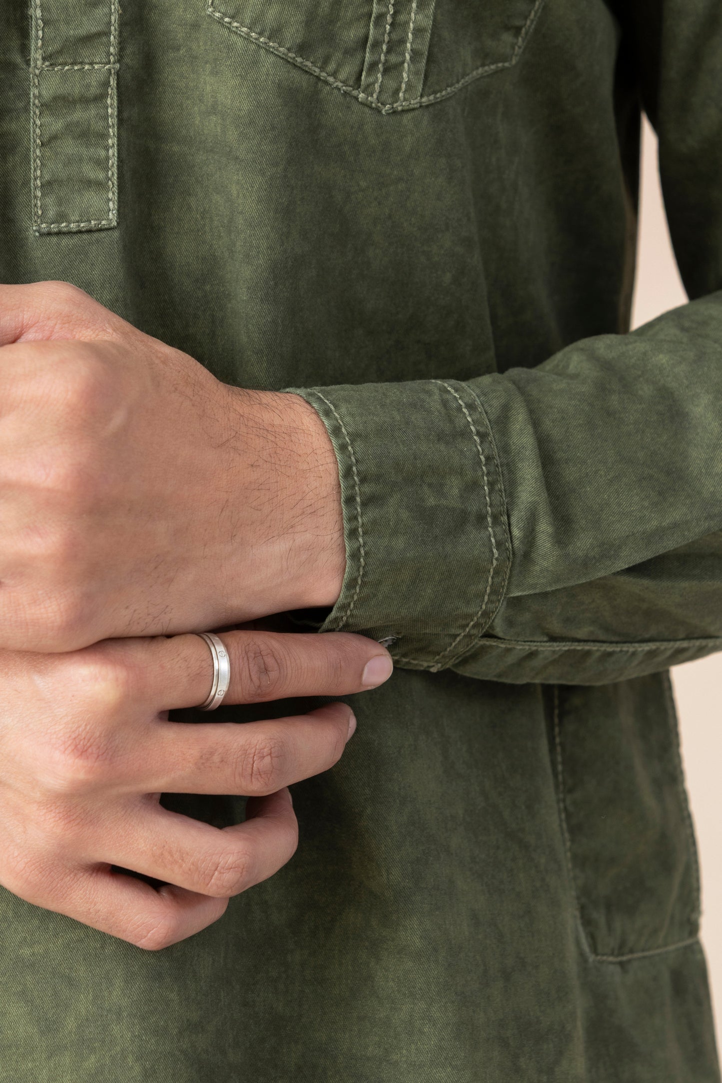 Men's Dirt Green Denim Pathani Set