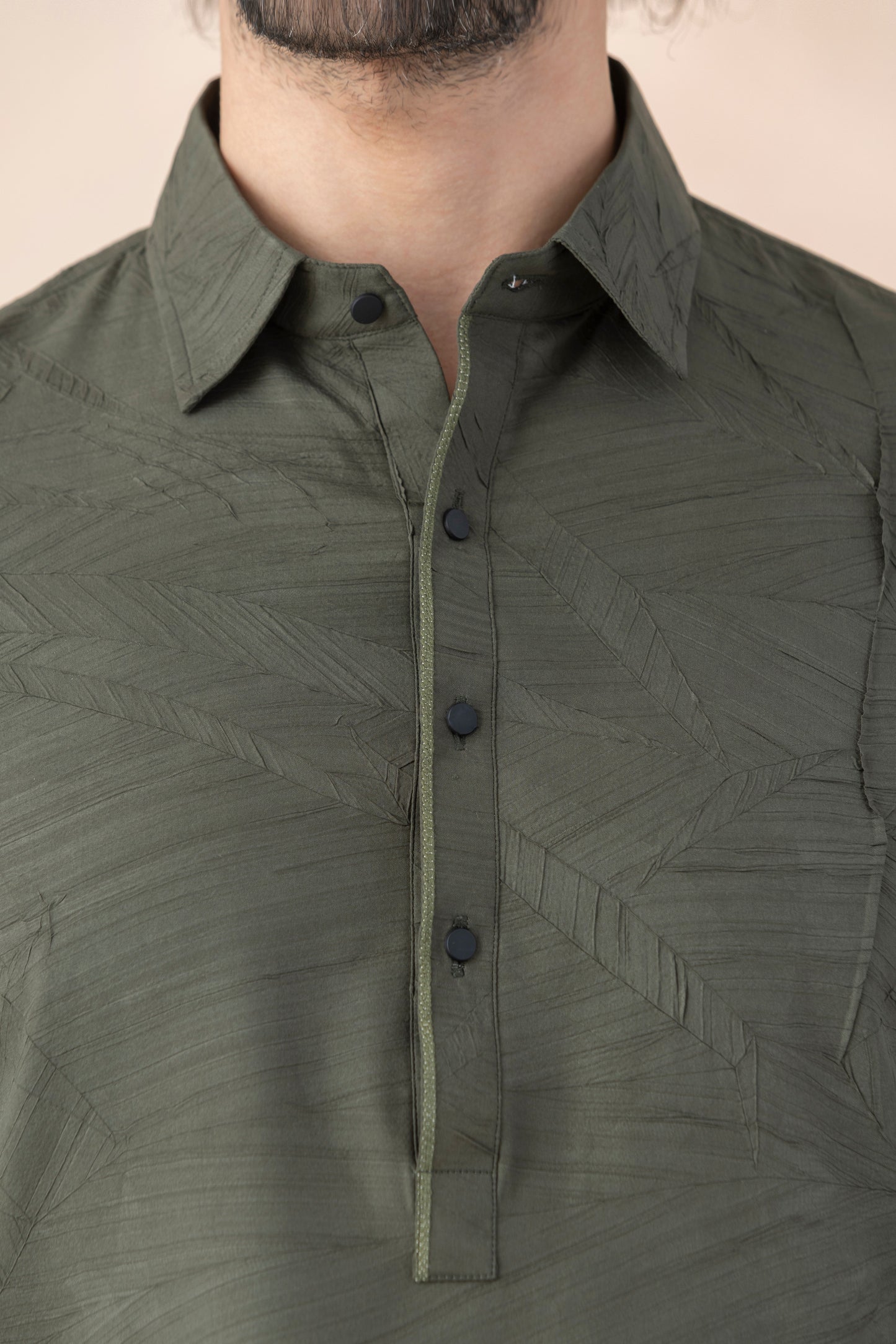 Men's Olive Green Crush Pathani Set