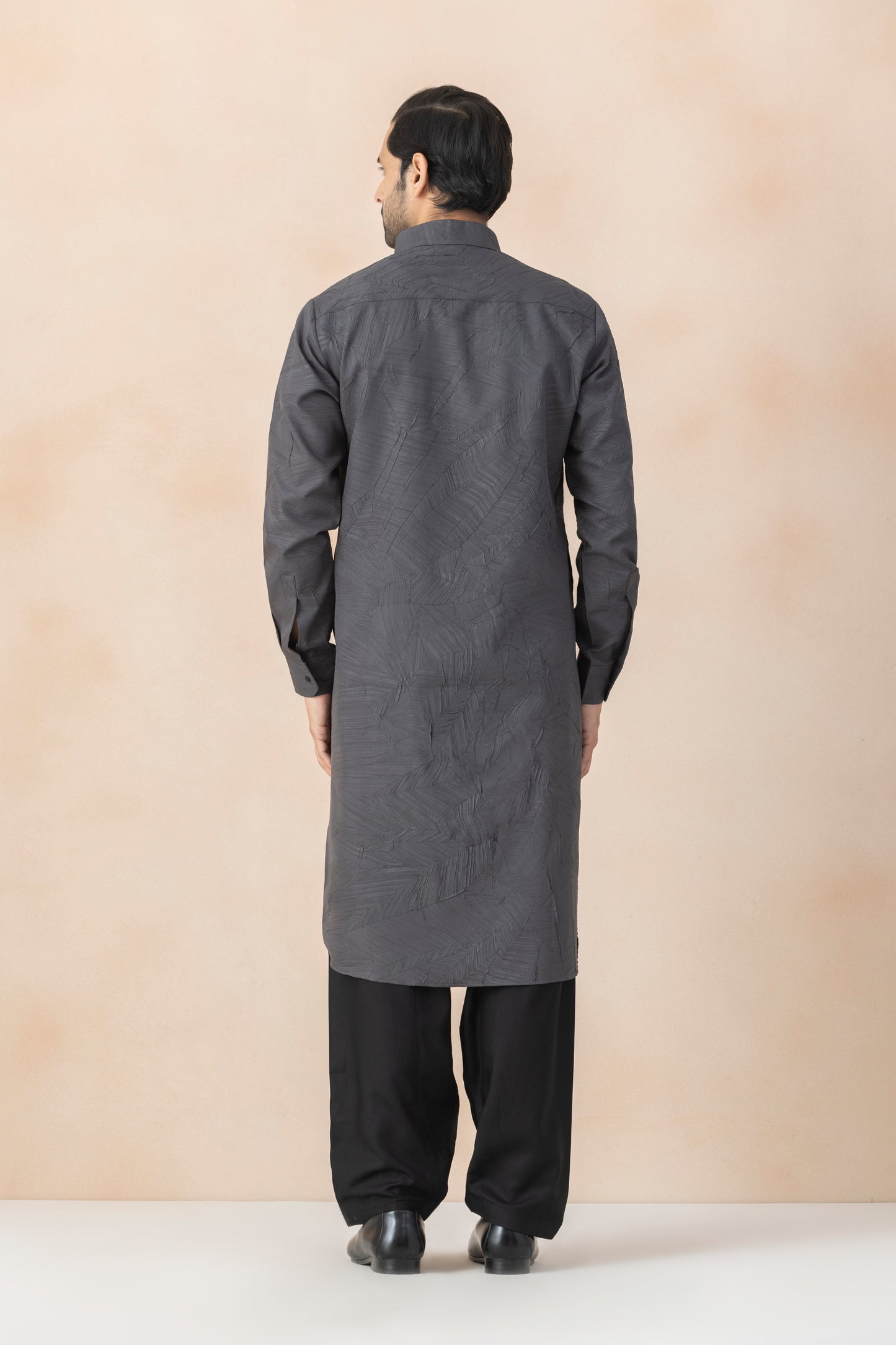 Men's Grey Crush Pathani Set