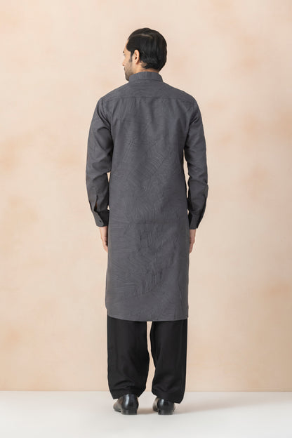 Men's Grey Crush Pathani Set