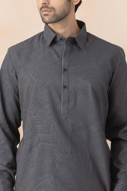 Men's Grey Crush Pathani Set