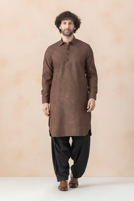 Men's Brown Crush Pathani Set