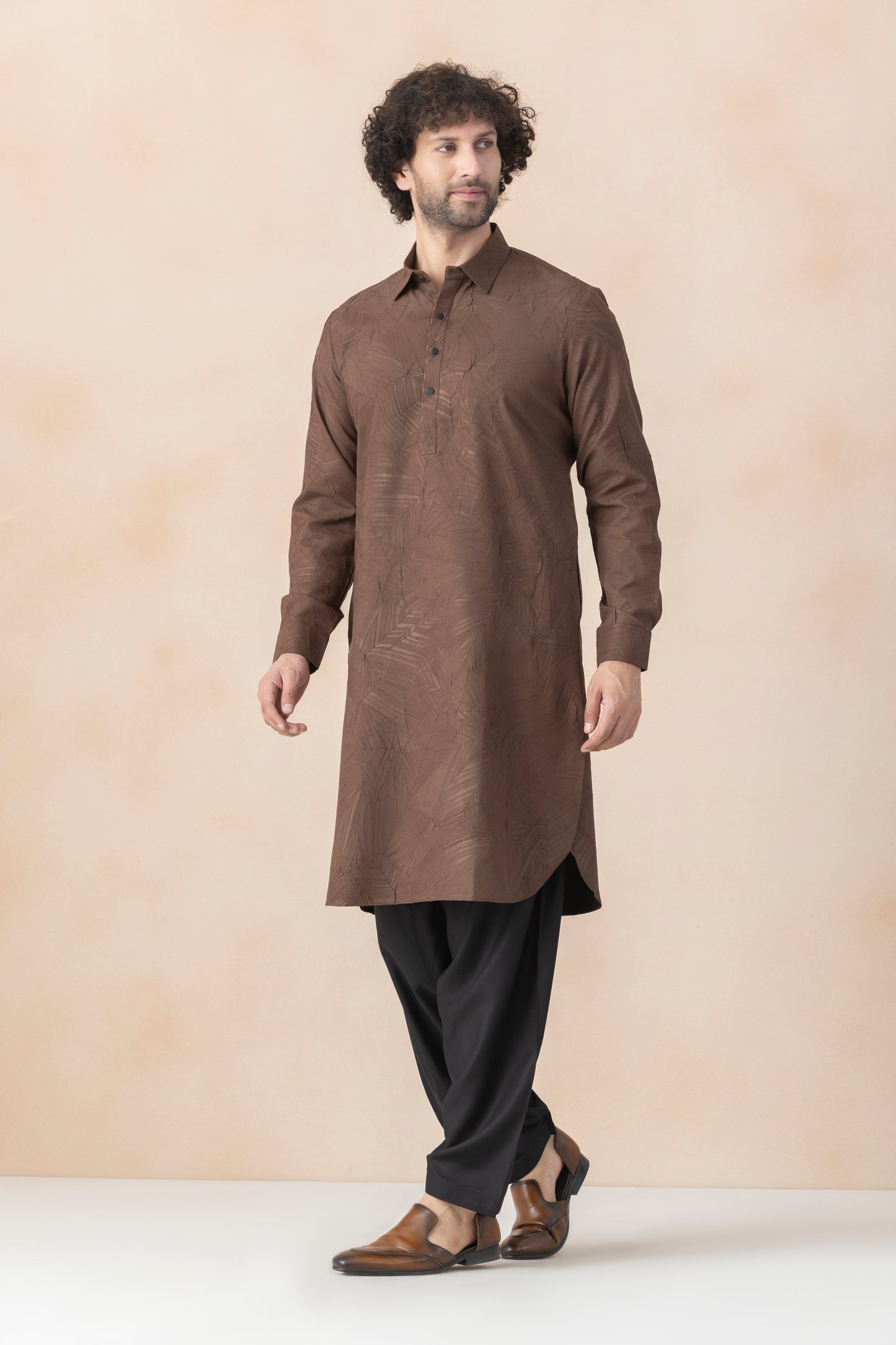 Men's Brown Crush Pathani Set
