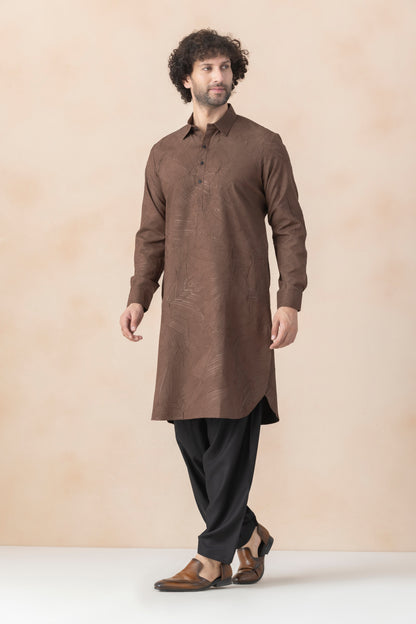 Men's Brown Crush Pathani Set
