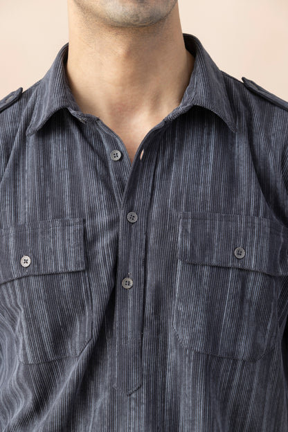 Men's Grey Double Toned Pathani Set