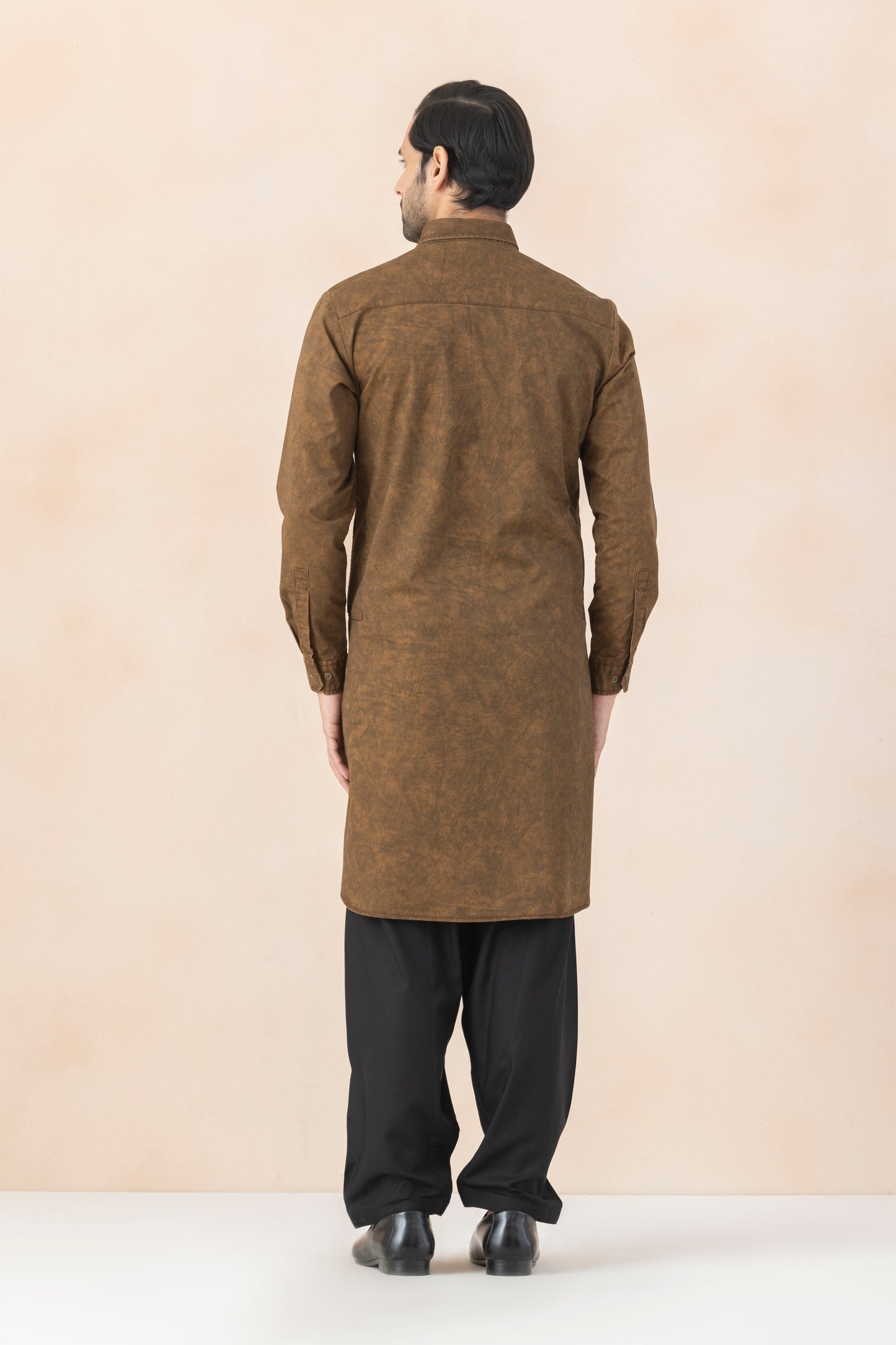 Men's Rust Brown Denim Pathani Set