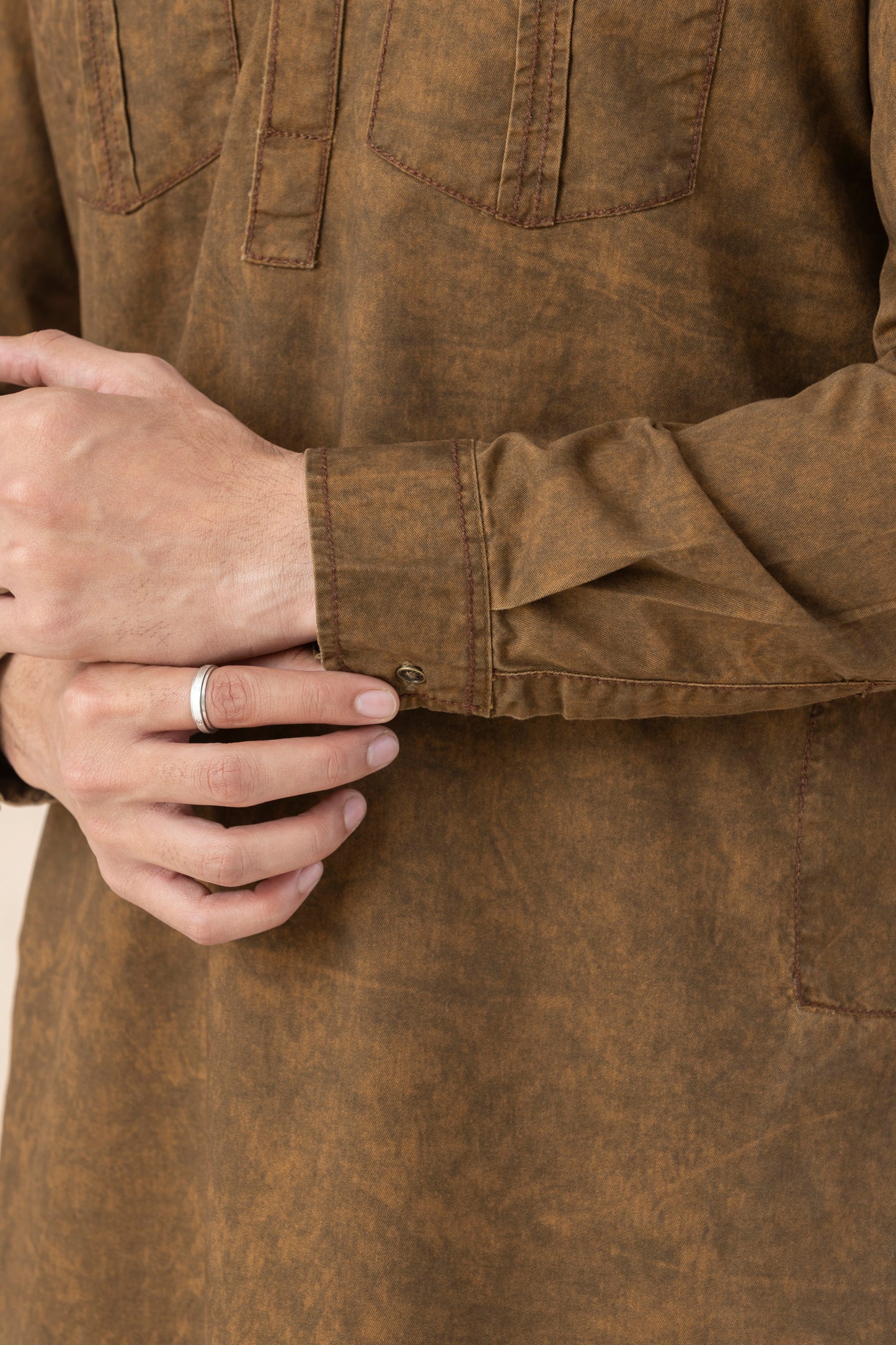 Men's Rust Brown Denim Pathani Set