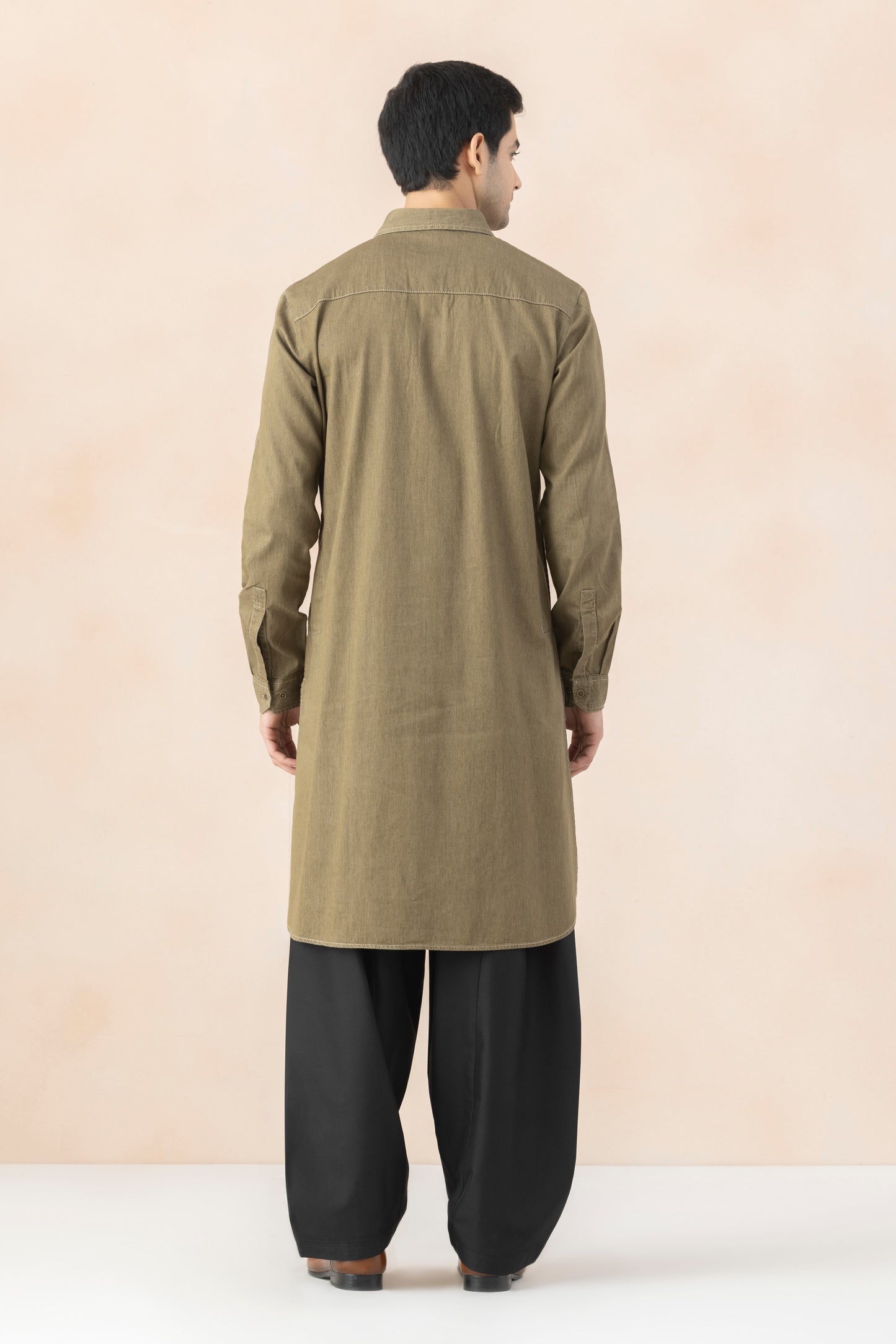 Dusty Olive Denim Pathani for Men
