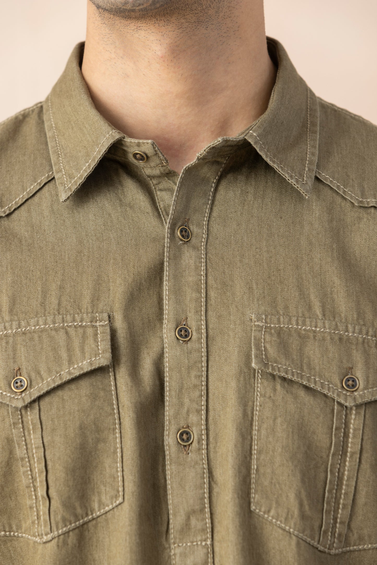 Dusty Olive Denim Pathani for Men