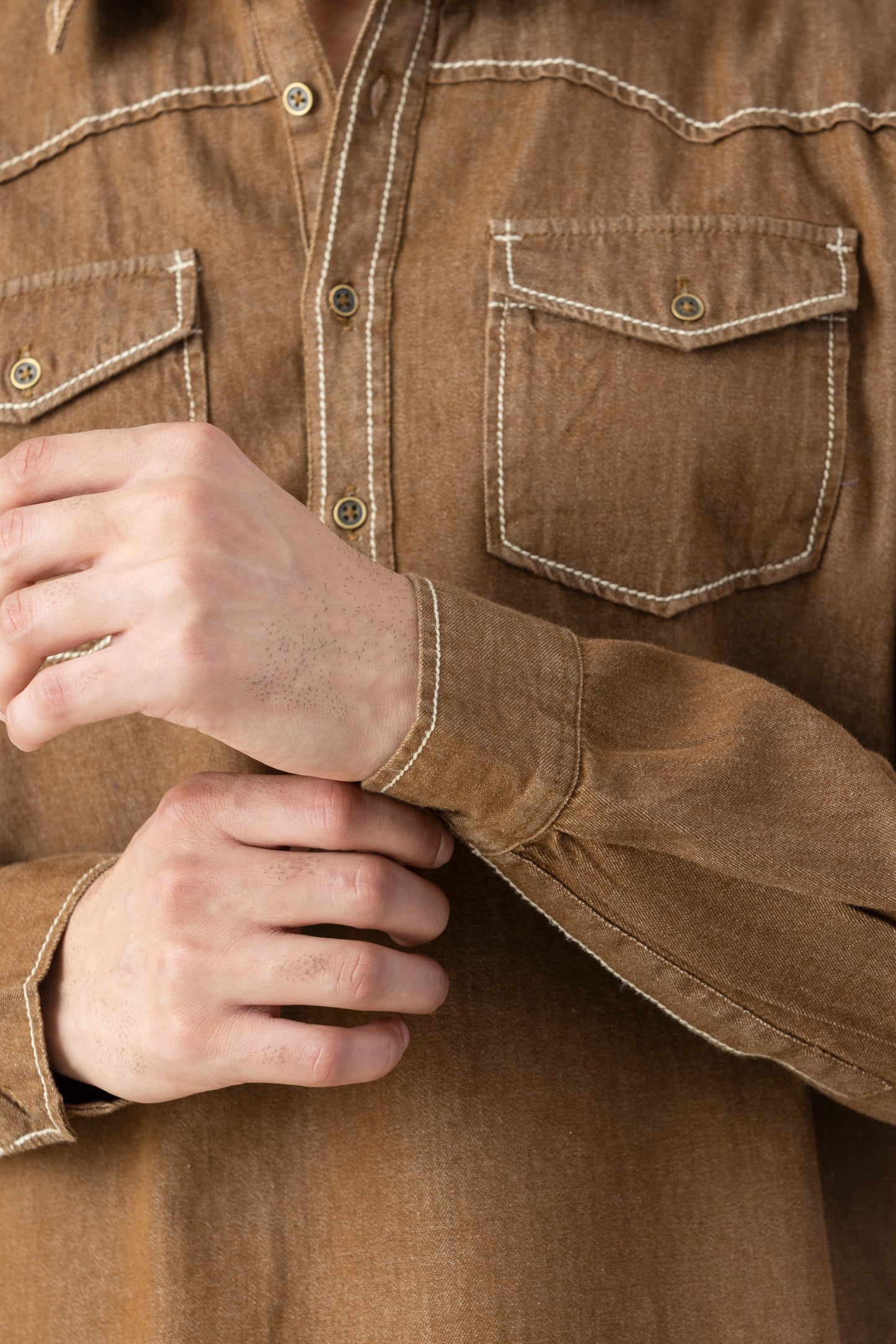 Men's  Brown Denim Pathani Set