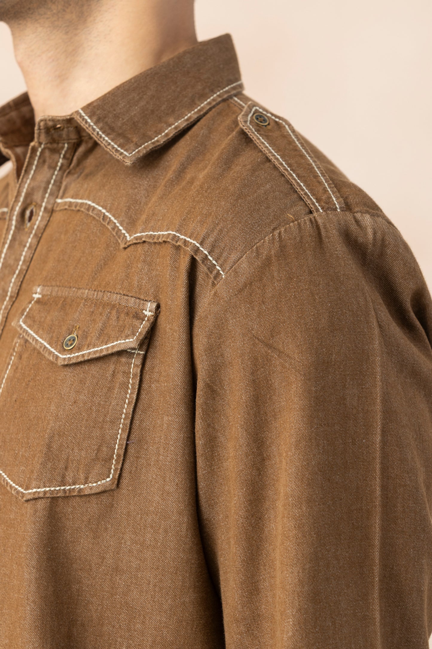 Men's  Brown Denim Pathani Set