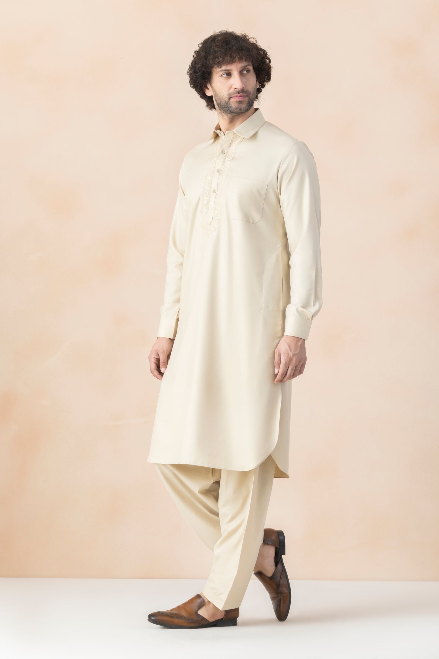 Men's Off White Pathani Set