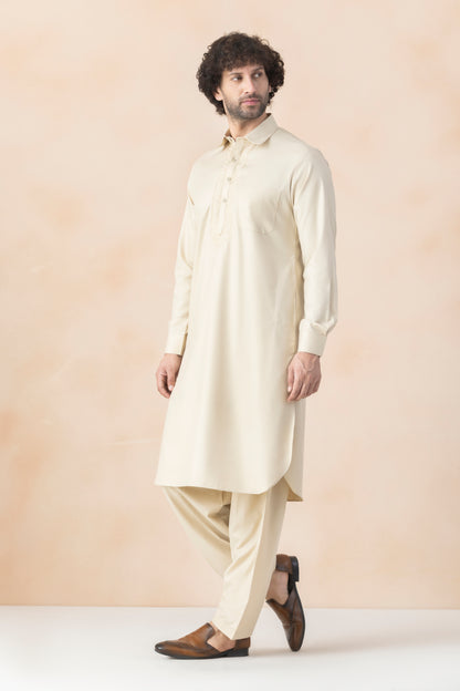 Men's Off White Pathani Set