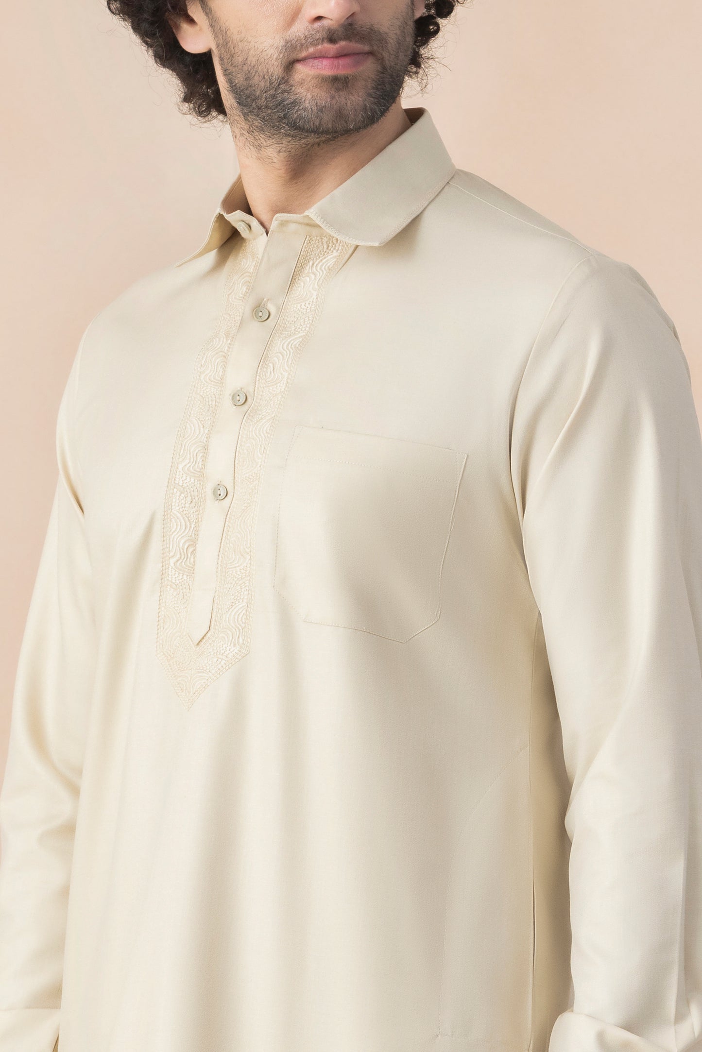 Men's Off White Pathani Set