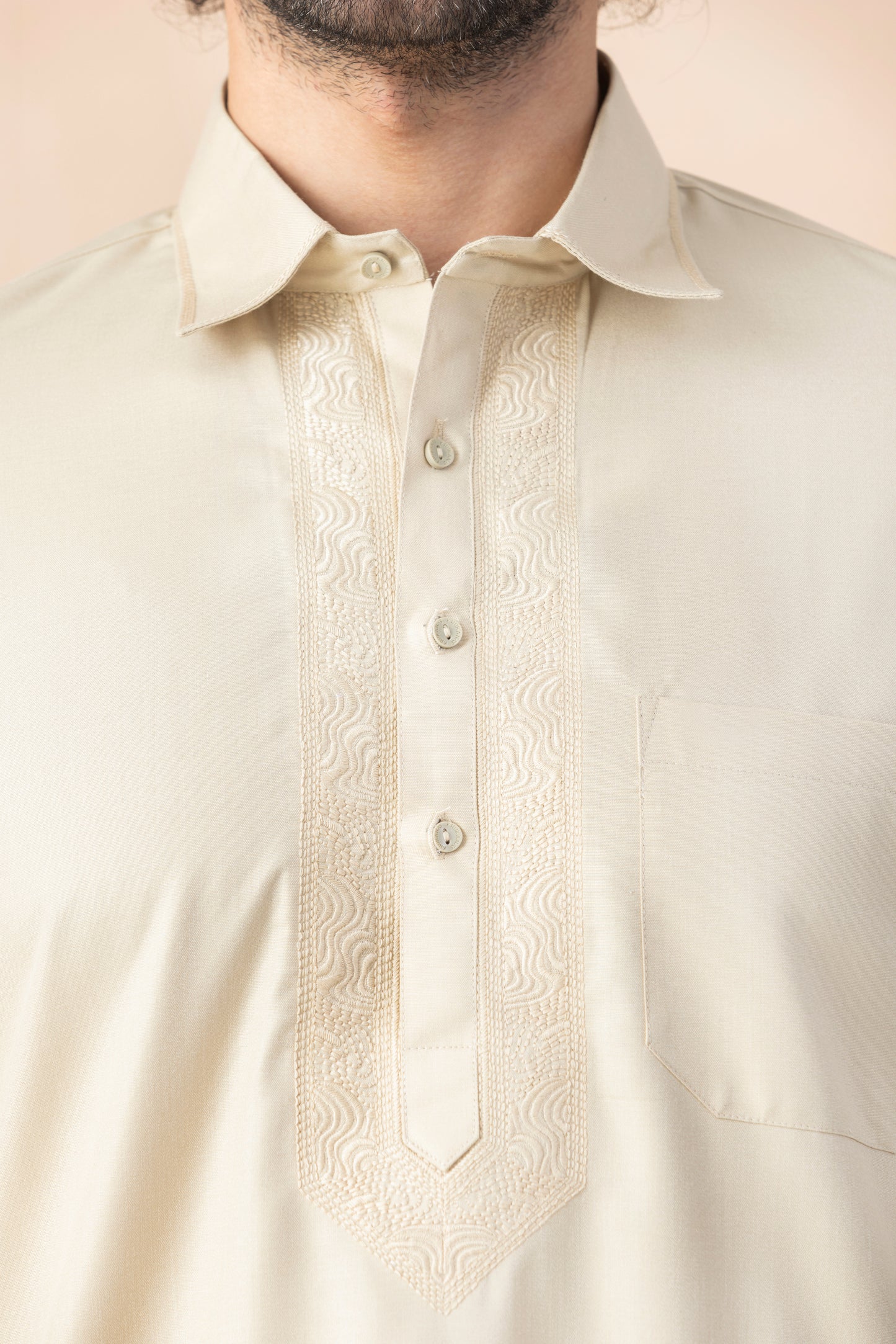 Men's Off White Pathani Set