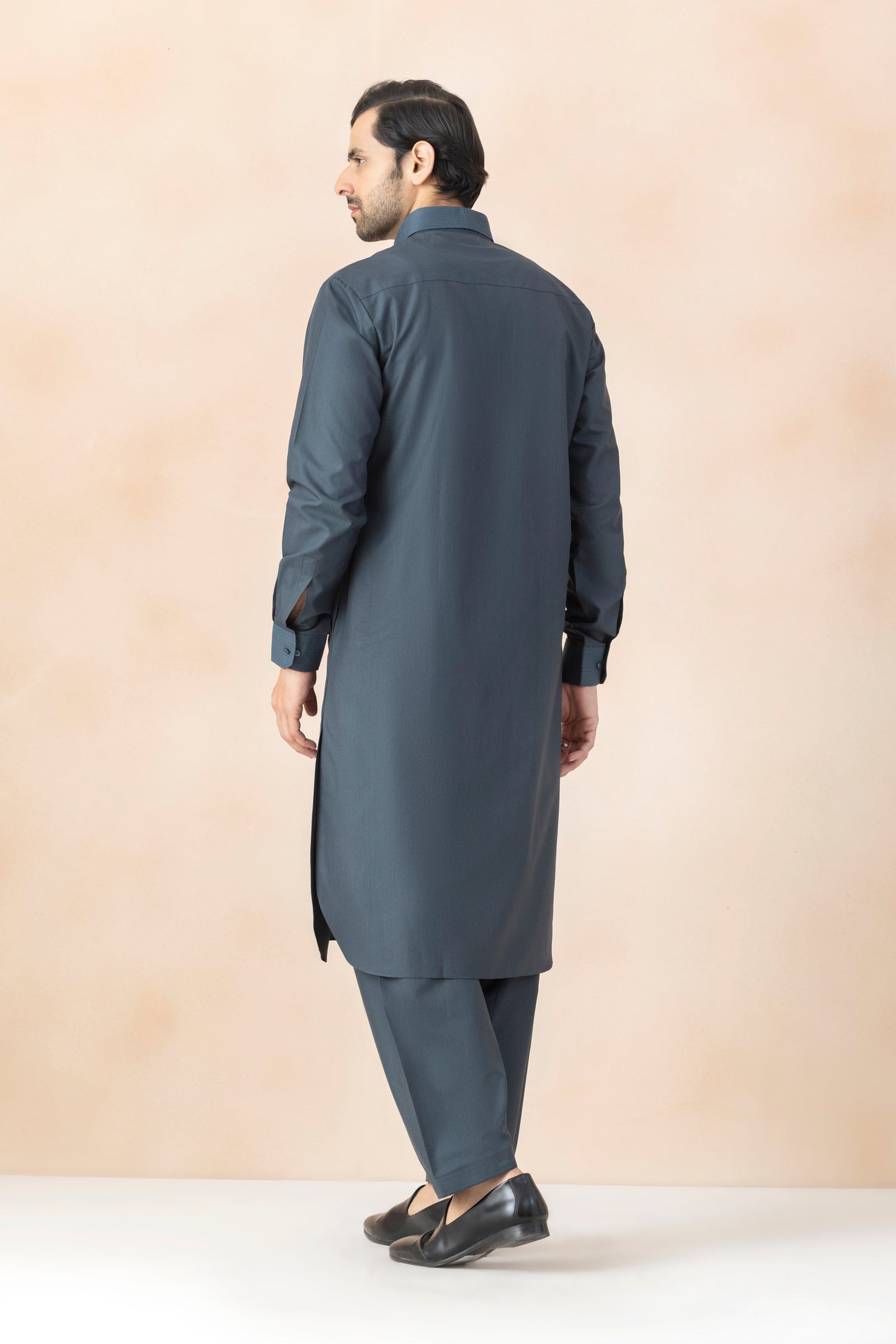 Men's Solid Slate Blue Pathani Set