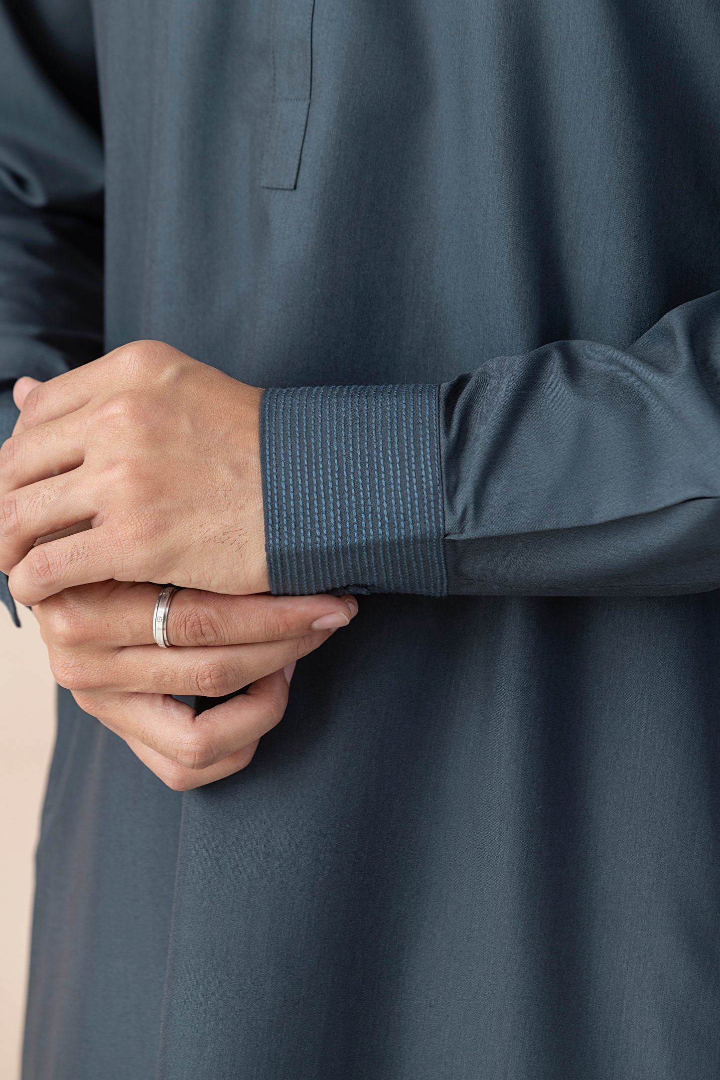 Men's Solid Slate Blue Pathani Set