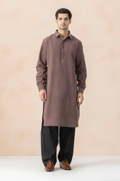 Men's Mocha Brown Suede Pathani Set